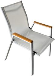 Kerti rakásolható szék, fehér acél/tölgy, BONTO - sprintbutor
