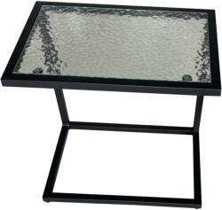 Kerti asztalka, fekete acél/edzett üveg, SELKO - sprintbutor