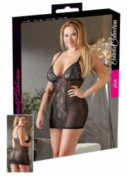 Cottelli Collection Plus Size - csipkés átlátszó hálóing (fekete) [XL]