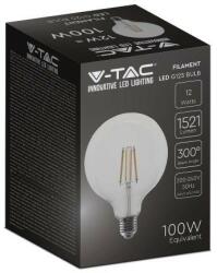 V-TAC Átlátszó LED filament COG lámpa E27 G125 12.5W 6500K nagygömb - 217455 - v-tachungary