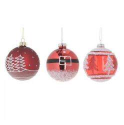 INART Set 3 globuri sticla Red White 8 cm (2-70-890-0080)