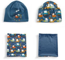 Takoy Panel szabásmintával M-es méret, funkcionális jersey - sapka és nyakmelegítő szett kék kotrógép