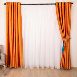 Hiko Set 2 draperii opace, Hiko Blackout orange usor lucios, cu prindere inele plastic