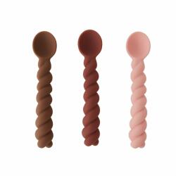 OYOY Set de tacâmuri din silicon - 3 bucăţi - OYOY MINI M107156 Nutmeg Rose Choko