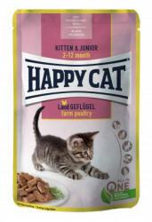 Happy Cat Kitten & Junior pouch baromfi 24x85g