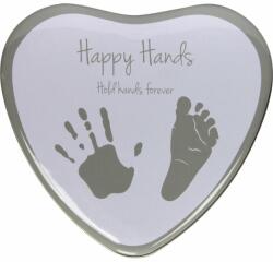 Happy Hands 2D Heart Silver/White set de mulaj pentru amprentele bebelușului 3 x 15 x 16, 5 cm 1 buc