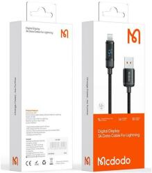 Mcdodo Cablu de date Mcdodo USB - Lightning Digial Display, Fast Charging, 1.2m, Negru (CA-5000)