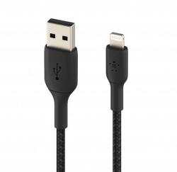 Belkin Cablu de date Belkin BOOST CHARGE, USB-A la Lightning, Impletit, 0, 15m (Negru) (CAA002bt0MBK)