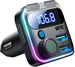 JOYROOM Modulator FM JR-CCB01 48W FM transmitter 2x USB-A USB-C with dual microphone black - vexio