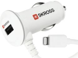 SKROSS USB Autós töltő + fix lightning kábel 3.4A fehér (SKR-CARUSBLIGHTNING)