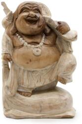 Ancient Wisdom Kézműves Buddha Szobor - 30cm Fát Hozó - Fehér Súrolt