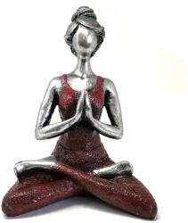 Ancient Wisdom Yoga Lady Szobrocska - Ezüst & Bordó 24cm