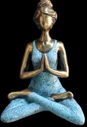 Ancient Wisdom Yoga Lady Szobrocska - Bronz & Türkiz 24cm