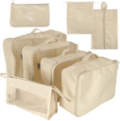 Inlea4Home Utazásszervező készlet bőröndökhöz 8 darabos - Bézs (IA-KX4110)