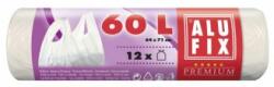 Alufix Saci de gunoi, cu legare, 60 l / 12 buc. , 10 mic. , 64 x 71+16 cm, albi, HDPE