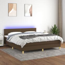 vidaXL barna szövet rugós és LED-es ágy matraccal 180 x 200 cm (3133816) - vidaxl