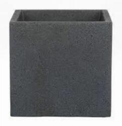Scheurich 240/40 C-Cube Stony Black műanyag kocka kaspó 40 cm