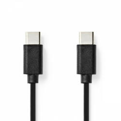 Nedis USB kábel | USB 2.0 | USB-C Dugasz | USB-C Dugasz | 60 W | 480 Mbps | Nikkelezett | 1.00 m | Kerek | PVC | Fekete | Label (CCGL60700BK10)