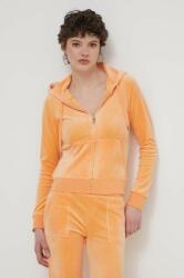 Juicy Couture velúr pulóver narancssárga, nyomott mintás, kapucnis - narancssárga M
