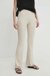 Answear Lab nadrág női, bézs, magas derekú trapéz - bézs XL