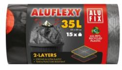 Alufix Kihúzható szemeteszsákok 35 l / 15 db, 28my, LDPE 2 rétegű, 53 x 60 cm, szürke-fekete