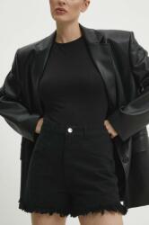 Answear Lab farmer rövidnadrág női, fekete, sima, magas derekú - fekete S - answear - 21 990 Ft