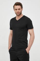 Lacoste pamut póló fekete, sima - fekete XL