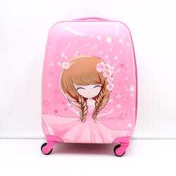 XTD rózsaszín / kislányos ABS műanyag négy kerekű gyerek bőrönd