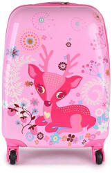 XTD rózsaszín / őzikés ABS műanyag négy kerekű gyerek bőrönd