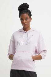 PUMA felső CLASSICS Shiny Logo Hoodie lila, női, nyomott mintás, kapucnis, 625595 - lila XS