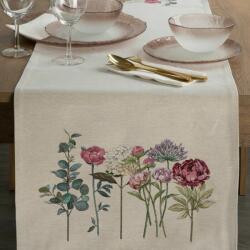 Eurofirany Gobelin asztali futó nyári virágok motívumával Natúr 45x140 cm