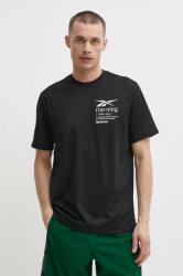 Reebok t-shirt fekete, férfi, nyomott mintás, 100075314 - fekete S