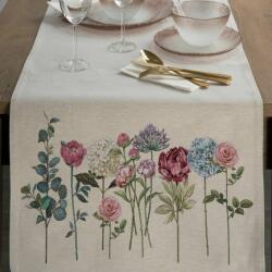 Eurofirany Gobelin asztali futó nyári virágok motívumával Natúr 50x110 cm