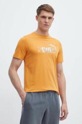 PUMA pamut póló narancssárga, férfi, nyomott mintás, 675942 - narancssárga S