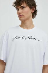 Karl Kani pamut póló fehér, férfi, nyomott mintás - fehér XS