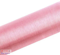 Világos rózsaszín színű organza anyag 16 cm x 9m