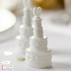 Fehér esküvői torta formájú szappanbuborék fújó
