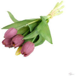  Selyemvirág tulipán csokor 5 szálas gumi 30cm lila (DD67073)