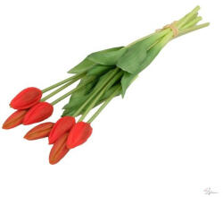 Selyemvirág tulipán csokor 7 szálas gumi 44cm piros (DD67084)