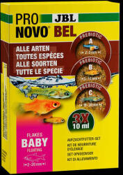 JBL Pronovo Bel Flakes Baby - nevelőtápkészlet fiatal, (2-20mm) eleven akváriumi halak számára (3x10ml)