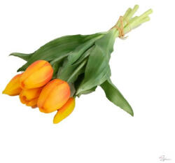 Selyemvirág tulipán csokor 5 szálas gumi 30cm narancs (DD67071)