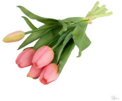 Selyemvirág tulipán csokor 5 szálas gumi 30cm rózsaszín (DD67069)