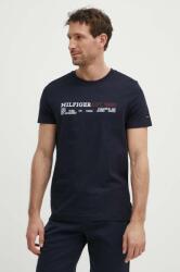 Tommy Hilfiger pamut póló sötétkék, férfi, nyomott mintás - sötétkék M - answear - 11 990 Ft