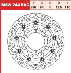 TRW Disc frana flotant fata, 296 94x5mm 6x110mm, diametru gaura de centrare 6, 5mm, spacing 12, 5 (contains holes for fitting ABS sensor) compatibil: HONDA CBR 600F 600FA (ABS) 2001-2012