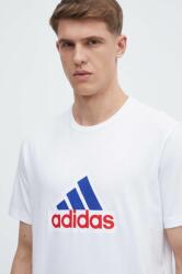 Adidas pamut póló fehér, férfi, nyomott mintás, IS3234 - fehér XL