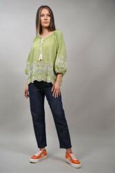 Y Two Whomen BLUZA TIP TUNICA SCURTA CU BRODERIE RAGGIO Verde M-L