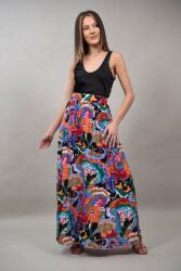 Sweet Girl FUSTA PLISATA MULTICOLORA ASIMETRICA IN PARTEA DE JOS RADIARE Negru L-XL