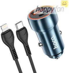 hoco. autós töltő Type C + USB QC3.0 Power Delivery 20W kábellel iPhone Lightning 8 tűs Z46A zafírkék (G590350)