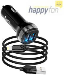 hoco. autós töltő 2x USB A + kábel USB A iPhone Lightning 8 tűs 2, 4A Z40 fekete (G596240)
