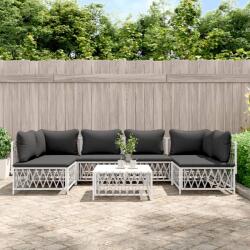 vidaXL Set mobilier de grădină cu perne, 7 piese, alb, oțel (3186910) - comfy